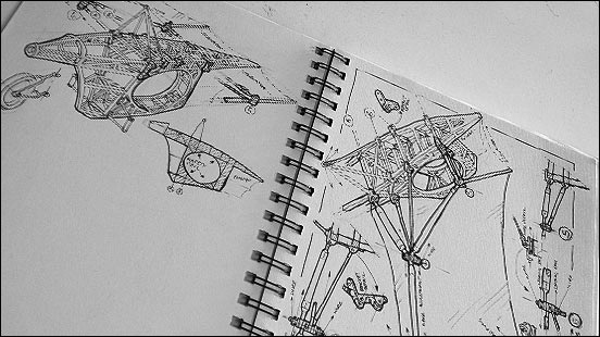 Working drawings for Avion 111 sculpture