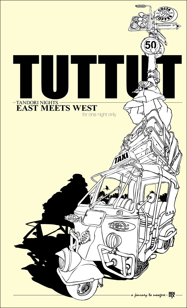 Tut Tut illustration for a poster, East meets West